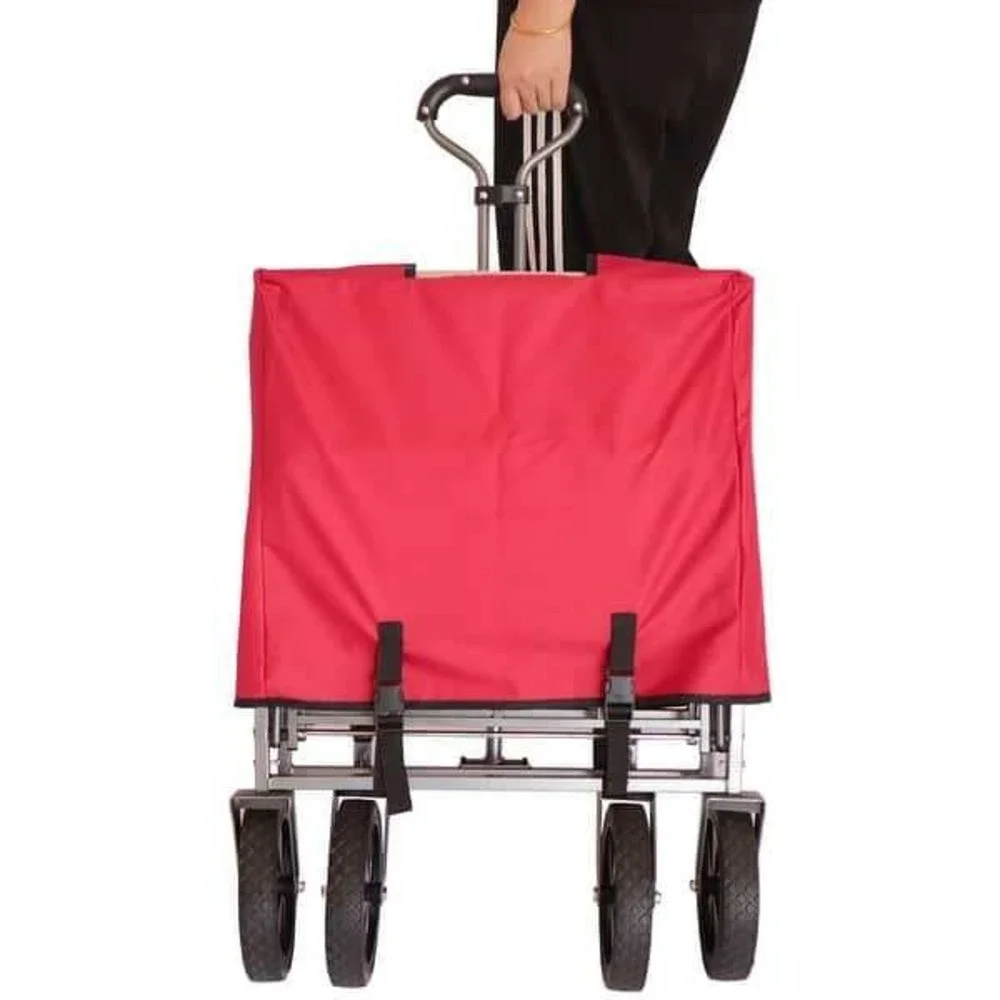 Red Folding Travel wagon Carrier case with Handle slot and Buckle Strap 20x21